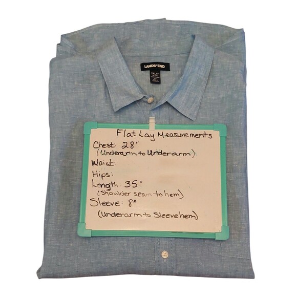 Lands' End Mens Blue Short Sleeve Traditional Fit Collared Linen Shirt Sz 2XLT - Picture 4 of 6